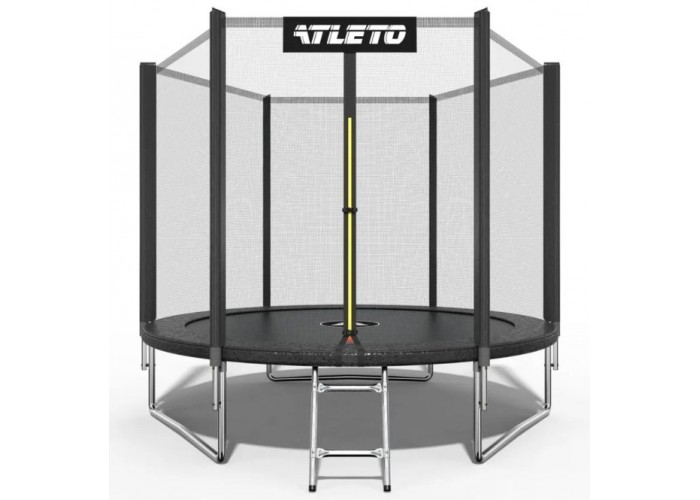 Батут Atleto 183 см з сіткою, чорний