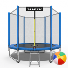 Батут Atleto 312 см з сіткою та драбинкою, синій