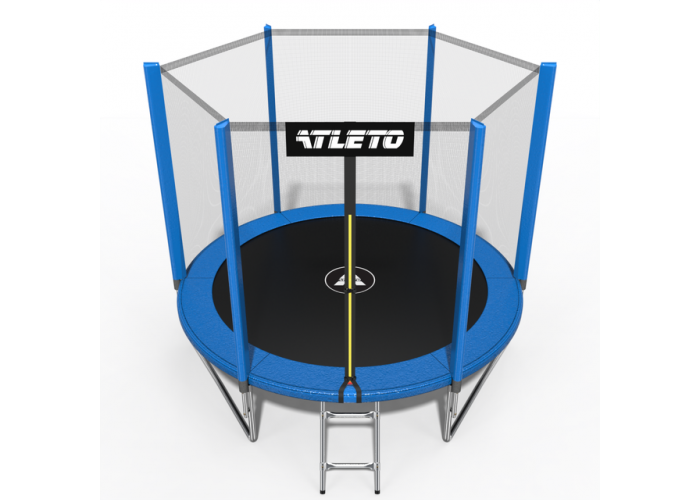 Батут Atleto 312 см з сіткою та драбинкою, синій