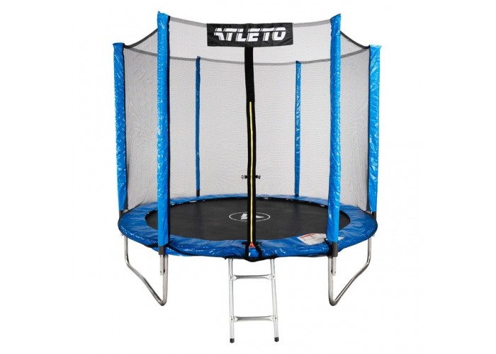 Батут Atleto 312 см з сіткою та драбинкою, синій