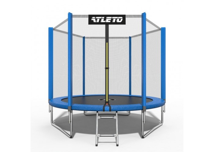 Батут Atleto 312 см з сіткою та драбинкою, синій