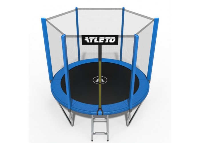 Батут Atleto 312 см з сіткою та драбинкою, синій