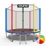Батут Atleto 252 см з сіткою multikolor + подарунок м'ячик