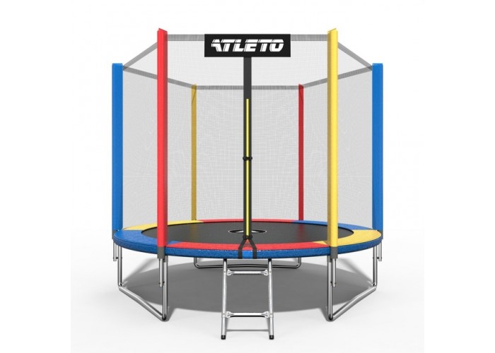 Батут Atleto 252 см з сіткою multikolor + подарунок м'ячик