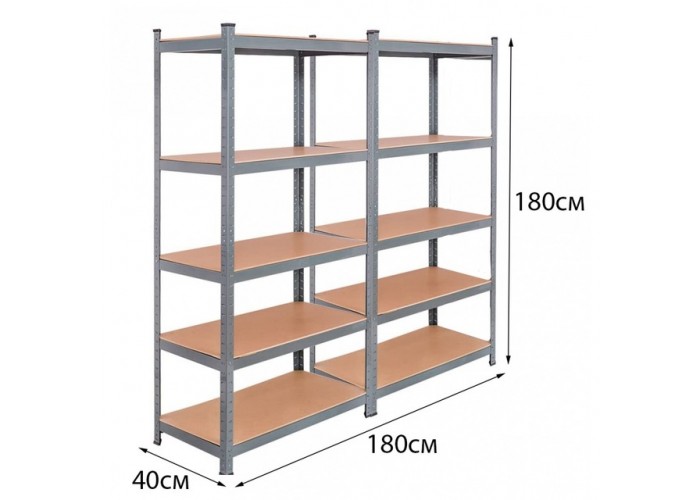 Стелаж металевий 2 секції 10 полиць Siker 180x90x40