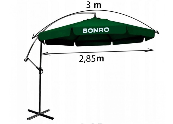 Парасоля садова з нахилом та підставкою чорна Bonro B-7218 3м 6 спиць