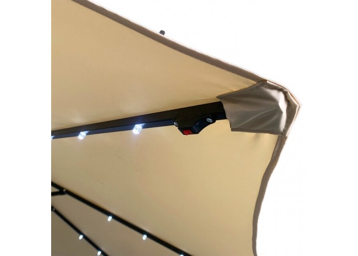 Парасоля садова з підсвіткою LED бежева Bonro B-7012LP 3м 8 спиць