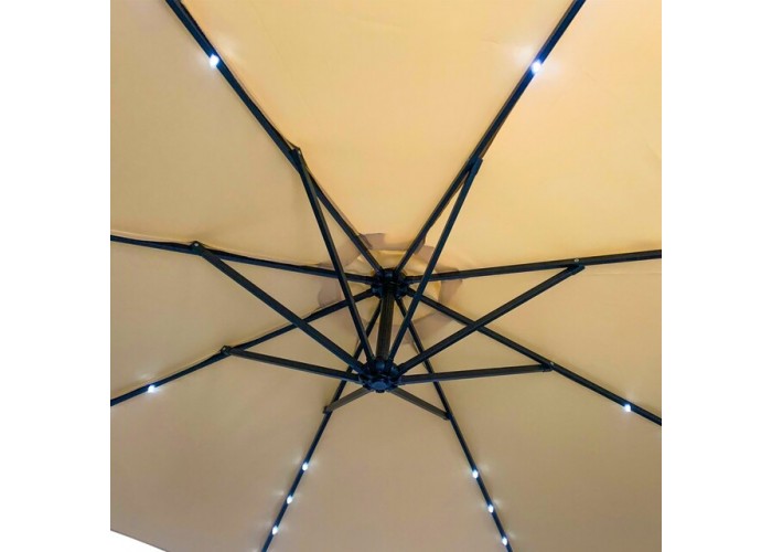 Парасоля садова з підсвіткою LED бежева Bonro B-7012LP 3м 8 спиць
