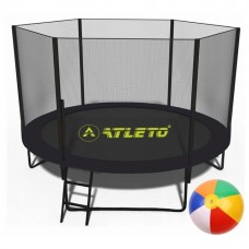 Батут з сіткою та драбинкою 252 см Atleto Black + подарунок м'ячик