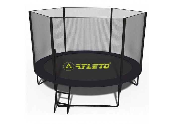 Батут з сіткою та драбинкою 312 см Atleto Black + подарунок м'ячик