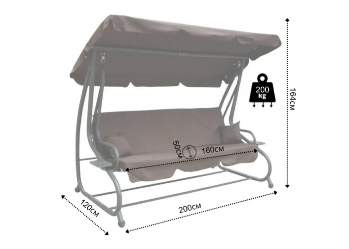 Качеля садова Bonro Garden BW-002 коричнева 3 місна