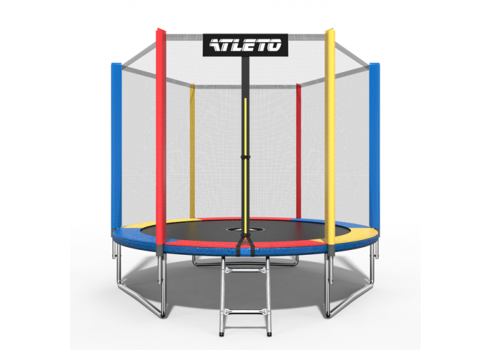 Батут Atleto 312 см з захисною сіткою multikolor (2 місця)