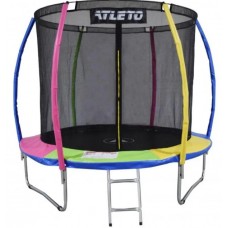 Батут Atleto 312 см з внутрішньою сіткою та драбинкою multikolor
