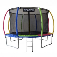 Батут Atleto  374 см з внутрішньою сіткою та драбинкою multikolor