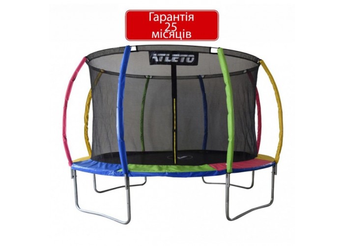 Батут Atleto 374 см з внутрішньою сіткою, multikolor