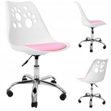 Крісло офісне, комп&apos;ютерне Bonro B-881 біле з рожевим сидінням