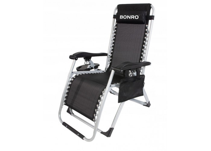 Шезлонги комплект 2шт Bonro BG-006 чорний + кишеня