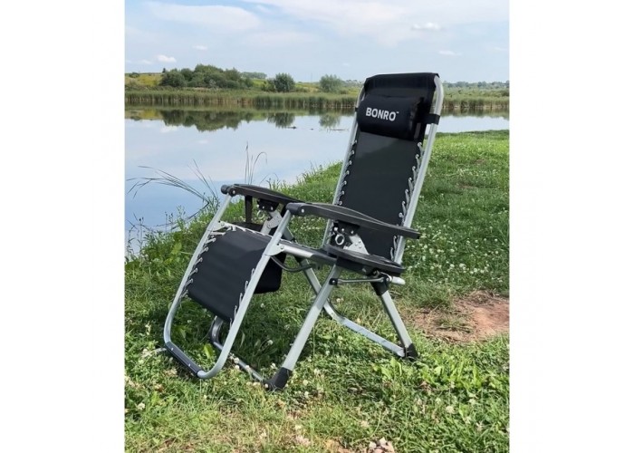 Шезлонги комплект 2шт Bonro BG-006 чорний + кишеня