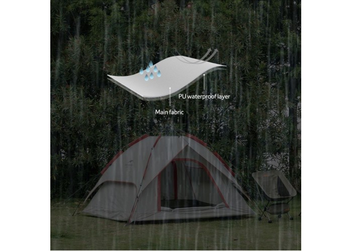 Намет чотиримісний автоматичний Naturehike NH21ZP008, сіро-червоний