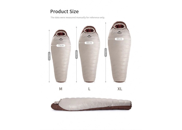 Спальник з натуральним пухом Naturehike Snowbird NH20YD001, p-р L, коричневий 720 г