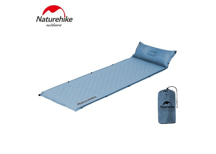 Килимок самонадувний одномісний з подушкою Naturehike CNH22DZ012, 30мм, блакитний