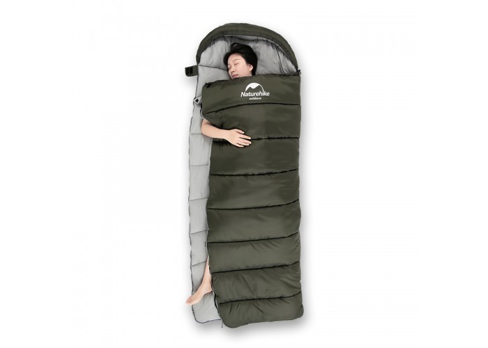 Спальник з капюшоном Naturehike U350S NH20MSD07, (-3°C), лівий, темно-зелений