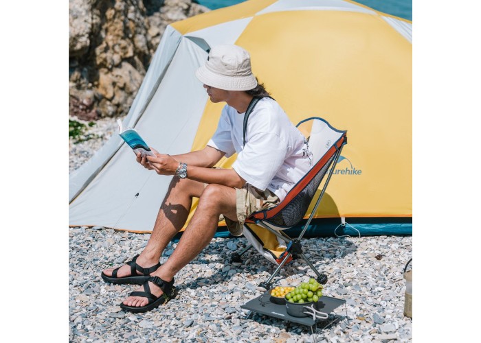 Стілець складаний Naturehike Moon YL08 NH20JJ027, 600D Oxford / алюміній, біло-помаранчевий