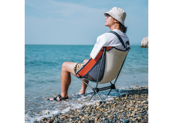 Стілець складаний Naturehike Moon YL08 NH20JJ027, 600D Oxford / алюміній, біло-помаранчевий