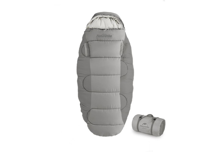 Спальний мішок овальний Naturehike PS200 NH20MSD03, правий, сірий
