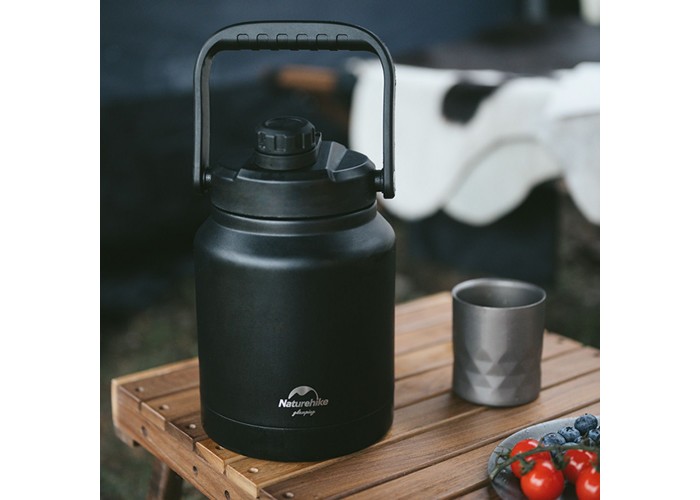 Термос Naturehike NH22SJ001, 304 сталь, 3.8 л, чорний