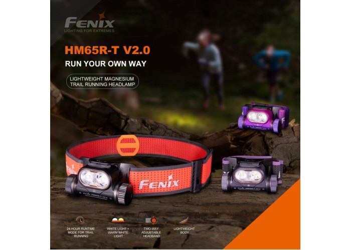 Ліхтар налобний Fenix HM65R-T V2.0 бузковий