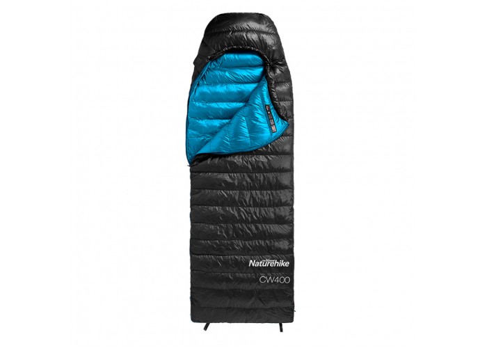 Спальник з натуральним пухом Naturehike CW400 NH18C400-D, p-р L, чорно-блакитний
