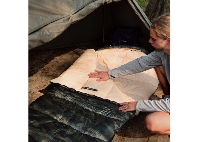 Спальний мішок з капюшоном Naturehike M320 CNK2350WS023, зелений камуфляж, правий