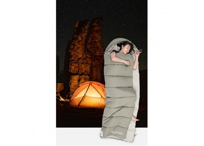 Спальний мішок з капюшоном Naturehike M300 NH20MSD02, зелений, правий