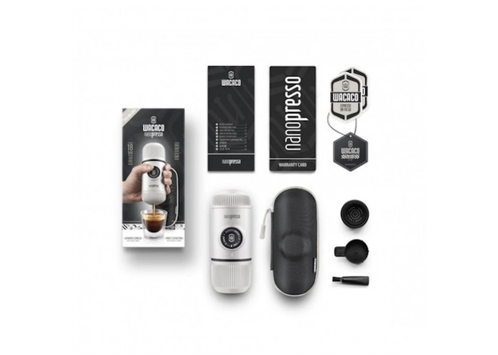 Портативна еспресо-кавоварка Wacaco Nanopresso біла з чохлом