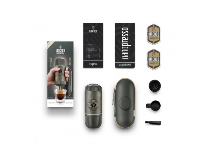 Портативна еспресо-кавоварка Wacaco Nanopresso темно-сіра з чохлом