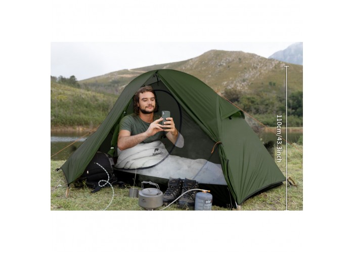 Намет надлегкий одномісний  з футпринтом Naturehike Cycling 1 NH18A095-D, 210T, темний зелений