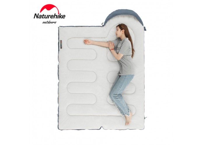 Спальник з капюшоном та закругленим дном Naturehike Y150 NH21MSD08 правий, темно-блакитний