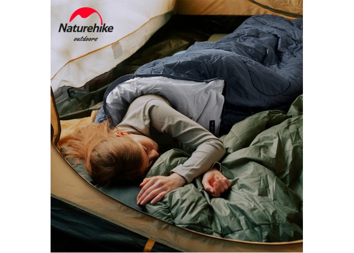 Спальник з капюшоном та закругленим дном Naturehike Y150 NH21MSD08 правий, темно-блакитний