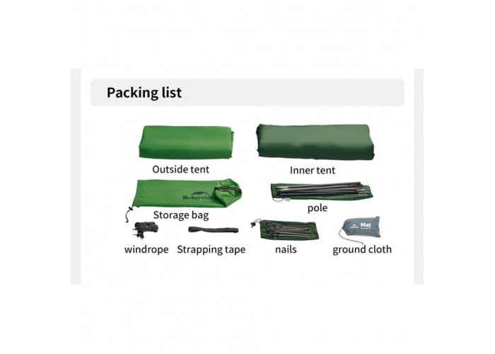 Намет надлегкий одномісний Naturehike Cloud Up Base 1 CNK2450WS032, зелений