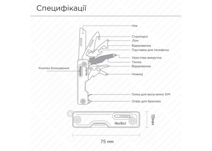 Мультитул NexTool Multi Functional Knife, зелений