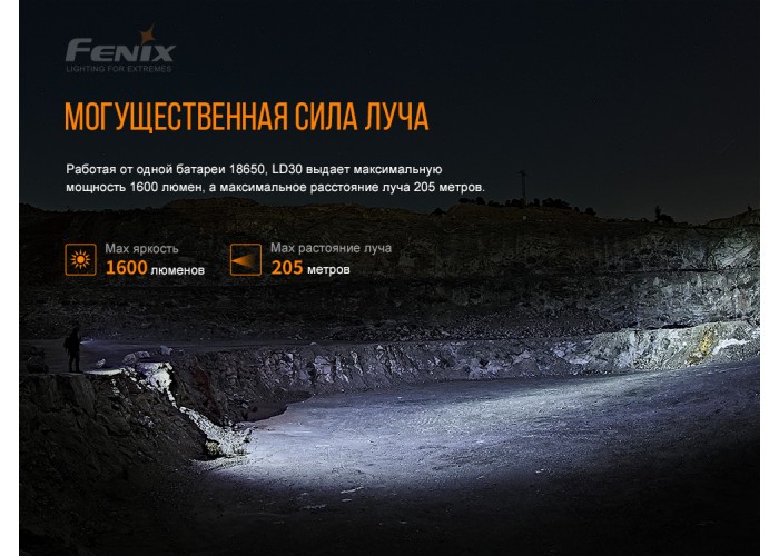 Ліхтар ручний Fenix LD30 з акумулятором (ARB-L18-3400)