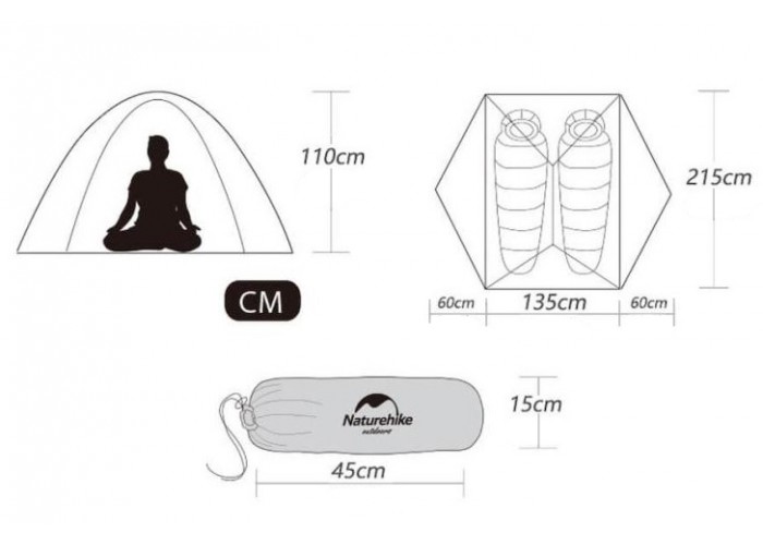 Намет надлегкий двомісний  з футпринтом Naturehike Star-River 2 Updated NH17T012-T, 210T, помаранчевий