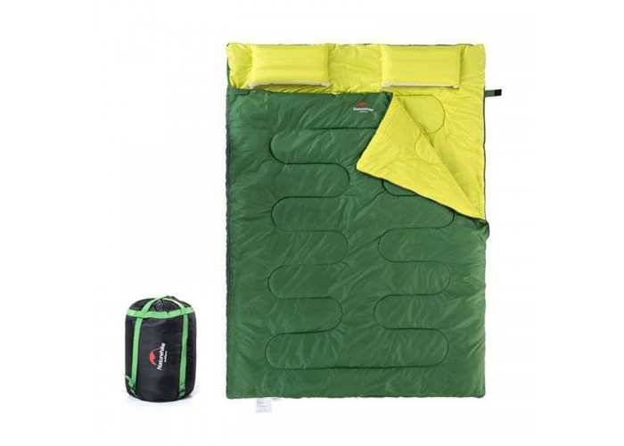 Спальник двомісний з подушками Naturehike DOUBLE SD15M030-J, (12°C), зелений