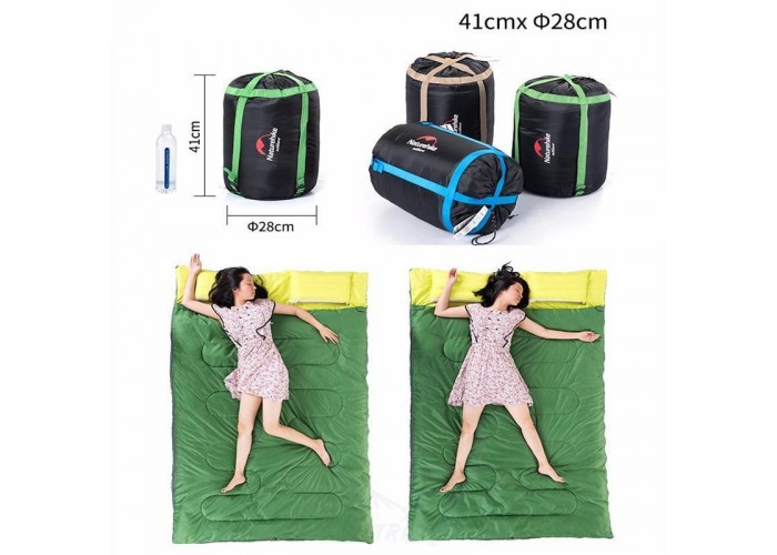 Спальник двомісний з подушками Naturehike DOUBLE SD15M030-J, (12°C), зелений