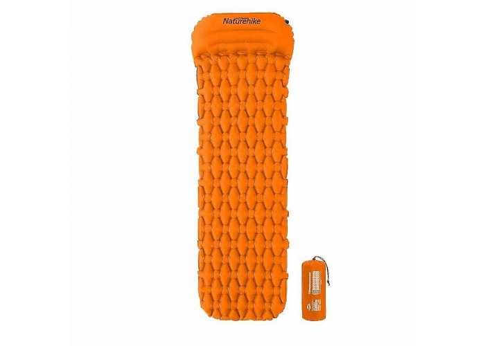 Килимок надувний з подушкою Naturehike FC-12 NH19Z012-P, 65 мм, помаранчевий