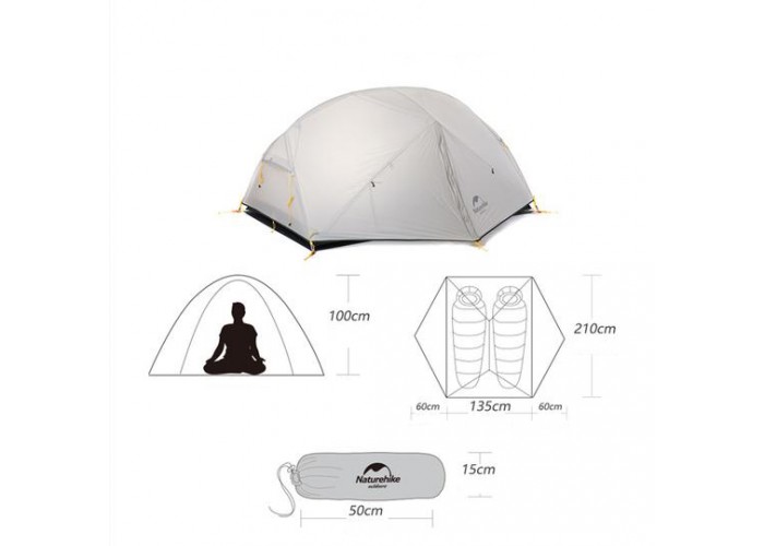 Намет надлегкий двомісний  з футпринтом Naturehike Mongar NH17T007-M, 20D зелено-білий