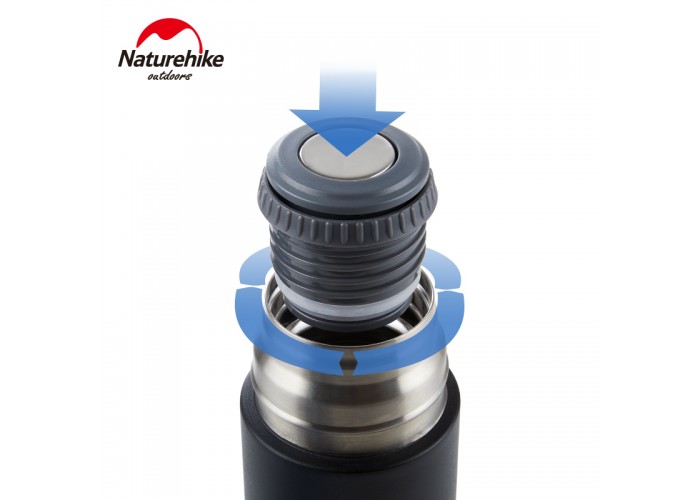 Термос Naturehike NH17S020-B, 304 сталь, 0.6 л, чорний