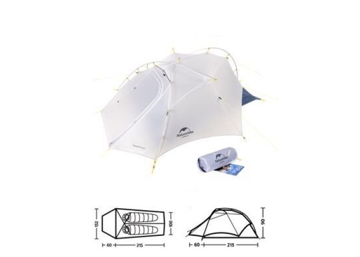 Намет надлегкий двомісний  з футпринтом Naturehike Cloud Up Wing NH19ZP083, 15D, сіро-голубий