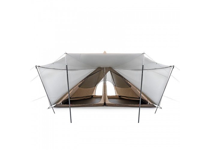 Тент-намет для кемпінгу Naturehike Ranch Pyramid NH20ZP014, 150D, 482*482*280 см, золотий (з п'ятьма стійками)